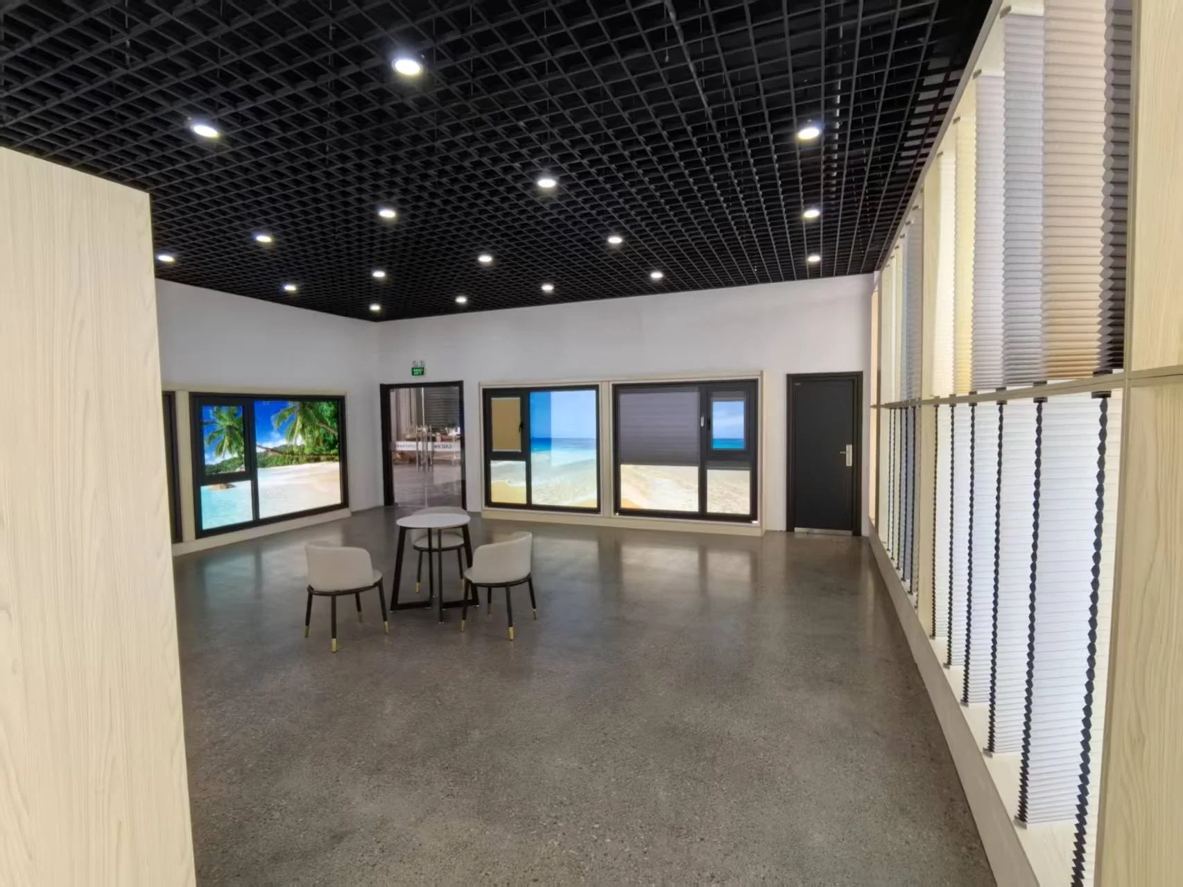 Backlit window displays in the CAIC showroom